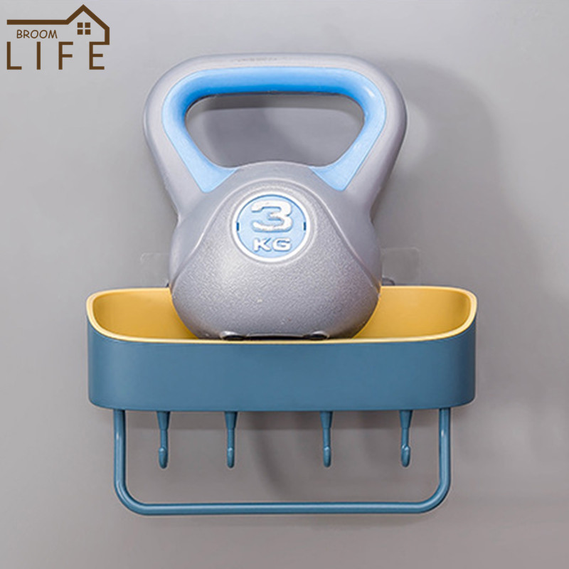 Raft de depozitare pentru baie Raft cu cârlige Suport pentru prosoape Baruri pentru șampon Raft pentru duș Raft pentru organizare de perete pentru bucătărie Accesorii pentru baie