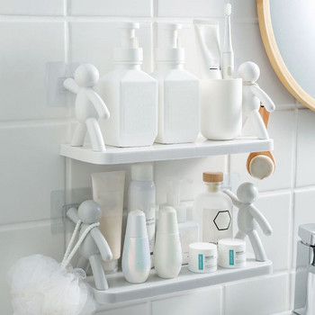 Ράφι μπάνιου ντους ράφι αποθήκευσης για σαπούνι Σαμπουάν Organizer Χαριτωμένα ράφια λευκής κούκλας Δεν θήκη καλλυντικών διάτρησης Διακόσμηση σπιτιού