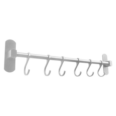 Kuhinjska kupaonska šipka Zidni držač za posuđe Stalak za odlaganje 6 kuka 40 cm duljine crna/srebrna