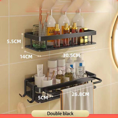 Rafturi pentru baie Raft de colț montat pe perete fără găurire Suport pentru suport de depozitare pentru duș Organizator pentru șampon pentru toaletă Accesorii pentru baie