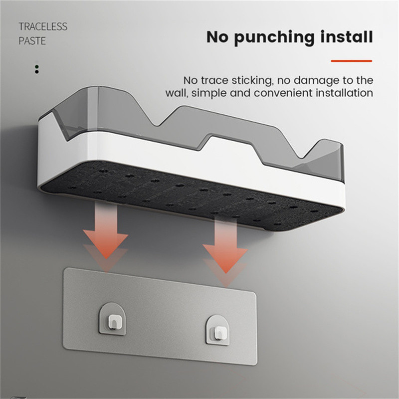 Ant sienos tvirtinama vonios kambario lentyna plaukiojanti lentyna dušo šampūnas, pakabinamas laikiklis, be smūgio, lipnus sieninis laikymo organizatorius