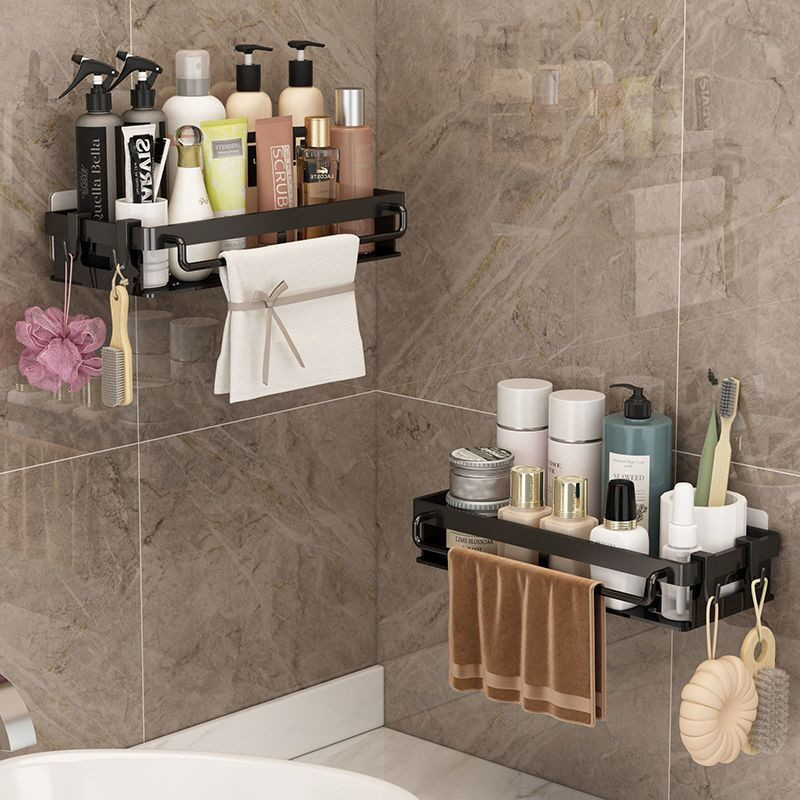 Rafturi de baie multifuncționale Raft de colț de perete fără găurire Suport de depozitare pentru duș pentru organizator de șampon pentru prosoape cu 2 cârlige
