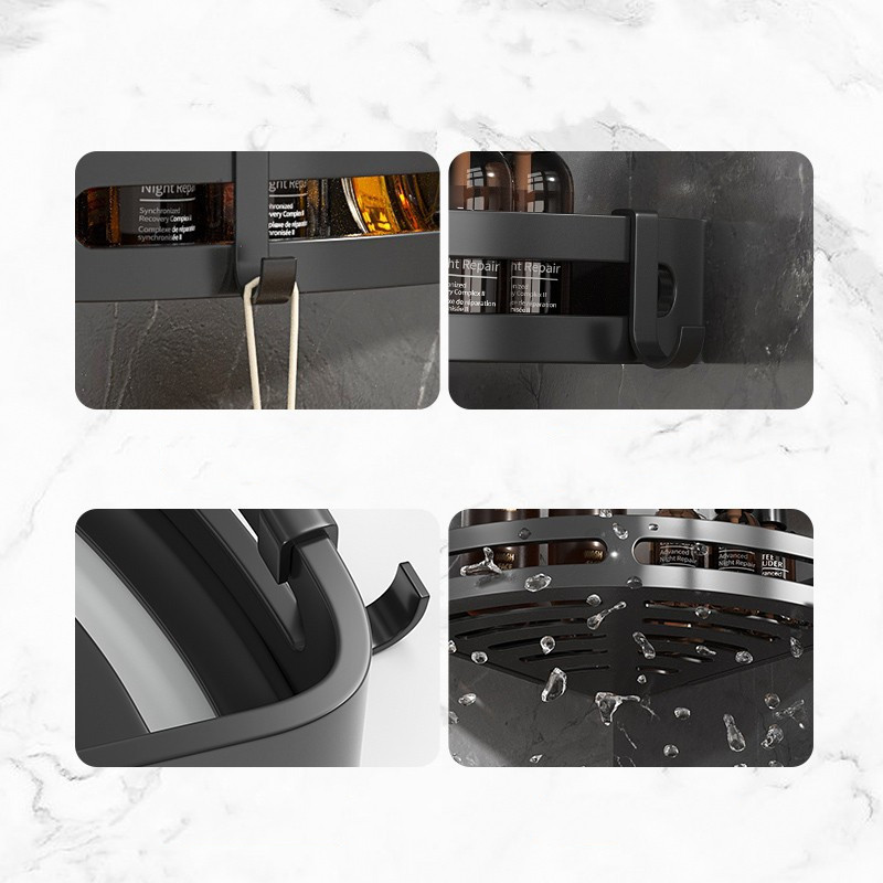 Dušo šampūno laikiklis Vonios lentynos Tualetas Oragnizer stovas Kampinis laikymo lentynas Vonios kambario priedų rinkinys Pakabinamos lentynos