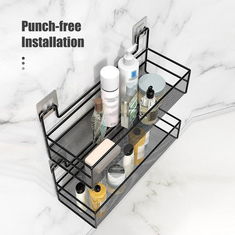 Vonios lentynų laikiklis prie sienos tvirtinama lentyna be gręžimo klijų dušo laikymo krepšelio stovas tualetui virtuvei.