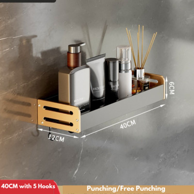 Luxus fürdőszobai polcok Ütésmentes zuhanykabin tároló tartó törülközőtartóval WC-rendező kampókkal Fürdőszoba kiegészítők