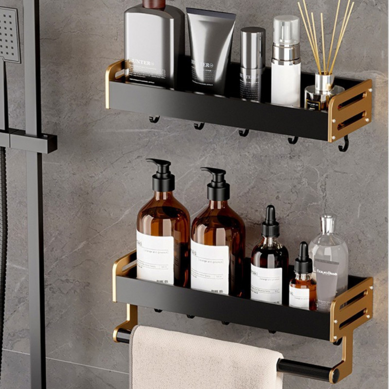 Luxus fürdőszobai polcok Ütésmentes zuhanykabin tároló tartó törülközőtartóval WC-rendező kampókkal Fürdőszoba kiegészítők