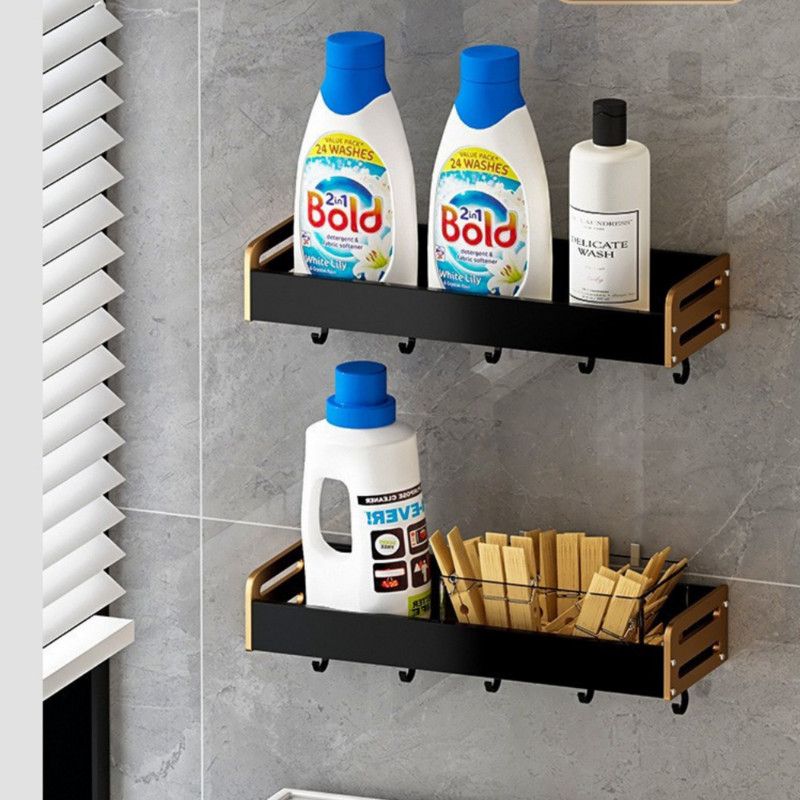 Luxus fürdőszobai polcok Ütésmentes zuhanykabin tároló tartó törülközőtartóval WC-rendező kampókkal Fürdőszoba kiegészítők