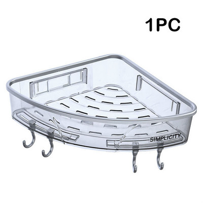 Organizator transparent de colț Raft pentru baie Suport pentru perie de machiaj Suport de depozitare din plastic pentru toaletă montat pe perete cu organizator pentru bară de prosoape