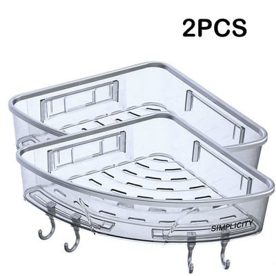 Organizator transparent de colț Raft pentru baie Suport pentru perie de machiaj Suport de depozitare din plastic pentru toaletă montat pe perete cu organizator pentru bară de prosoape