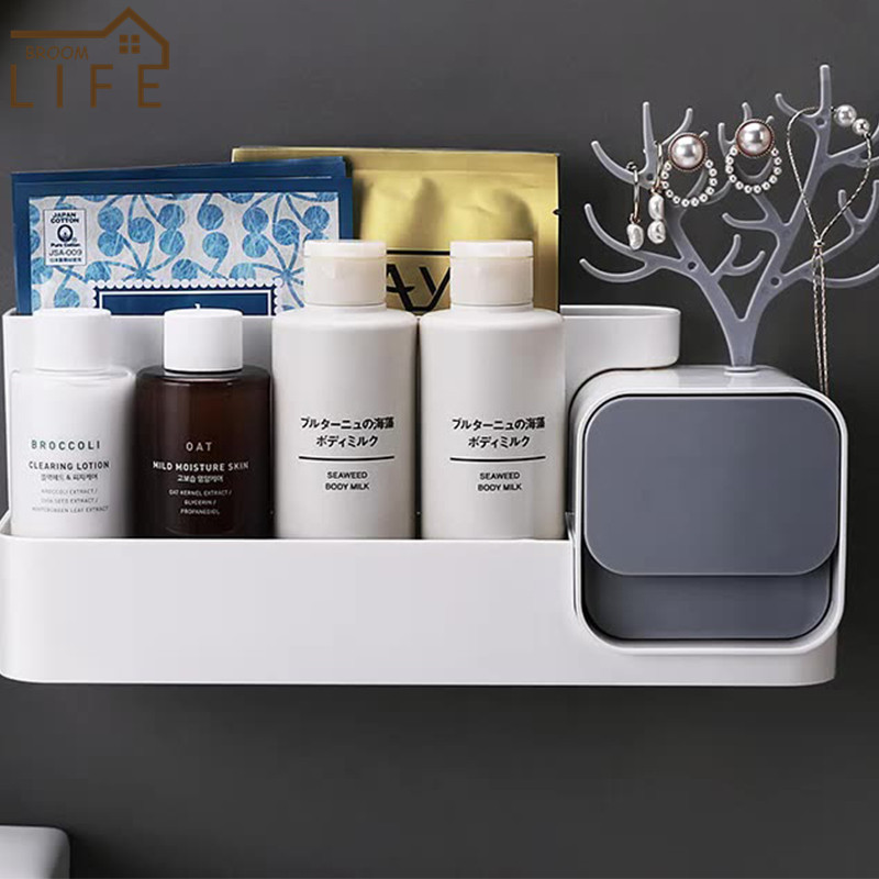 Fürdőszoba Kiegészítők Ékszerek Tárolódoboz Zuhanypolcok Kozmetikai tároló állvány Konyhai rendszerező fiókos WC sampon tartóval