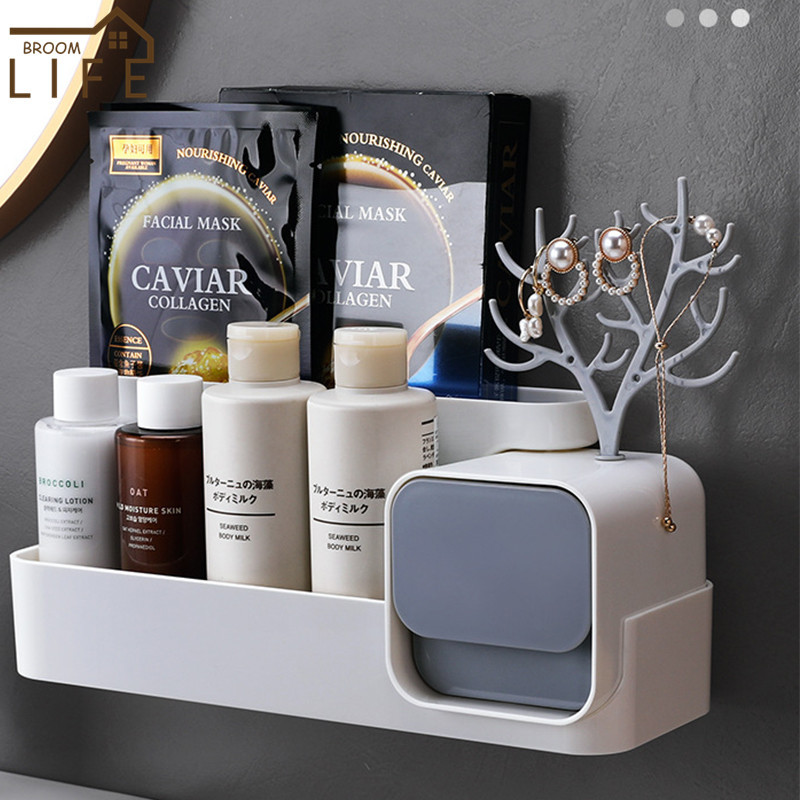 Fürdőszoba Kiegészítők Ékszerek Tárolódoboz Zuhanypolcok Kozmetikai tároló állvány Konyhai rendszerező fiókos WC sampon tartóval