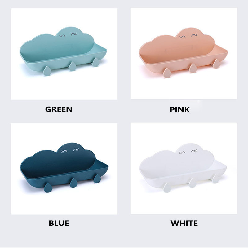 Vasă de săpun din plastic de culoare solidă Rafturi autoadezive montate pe perete Suport rezistent la apă Coș de depozitare pentru bucătărie Accesorii pentru baie