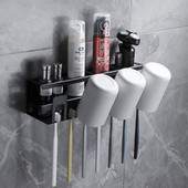 Kupaonski držač četkice za zube Organizator za pohranu paste za zube s držačem za čašu Stalak za britvu Polica za pohranu WC školjke Polica za kupaonicu