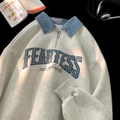 Bluza barbateasca cu fermoar si imprimeu