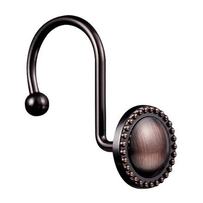 Zuhanyfüggöny horgok olajjal dörzsölt bronz, rozsdaálló dekoratív zuhanyfüggöny gyűrűk, 16 db, bronz