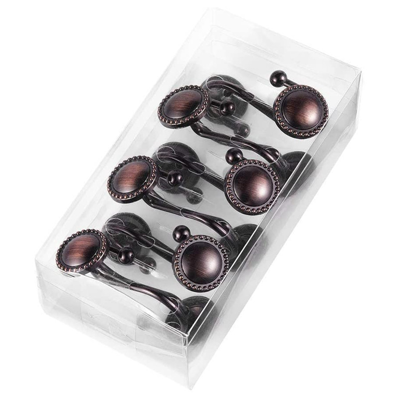 Dušo užuolaidų kabliukai alyva trinamas bronzos, rūdijantys dekoratyviniai dušo užuolaidų žiedai, 16 vnt, bronza