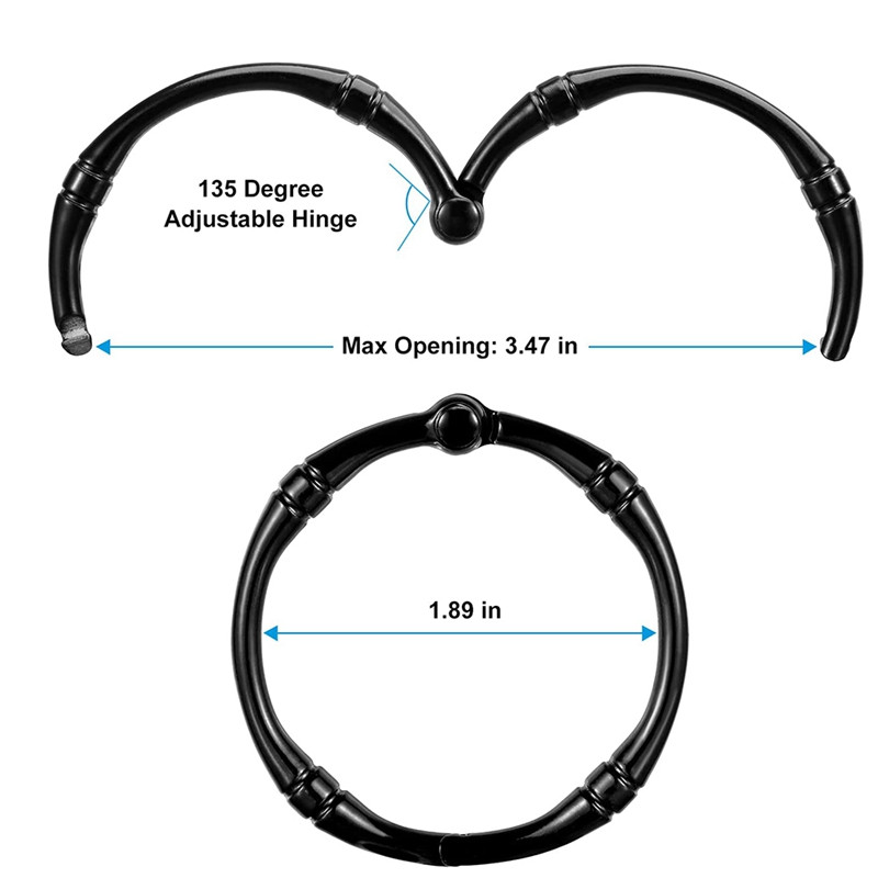 Nehrđajuće dekorativne kuke za tuš za kupaonicu Set od 12 vrhunskih metalnih prstenova za tuš, vješalice, crne