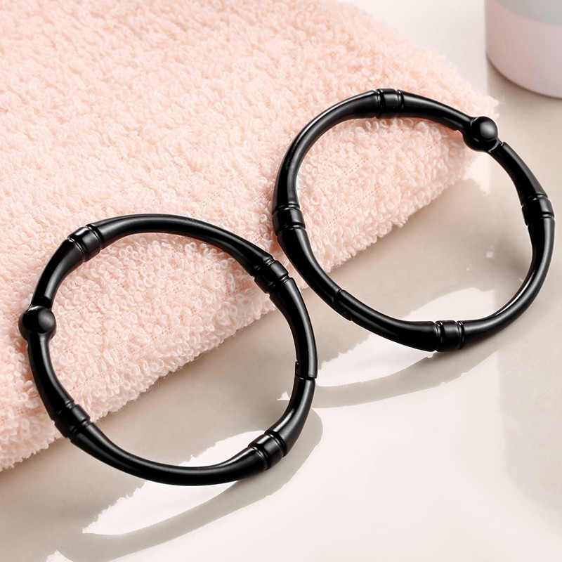 Nehrđajuće dekorativne kuke za tuš za kupaonicu Set od 12 vrhunskih metalnih prstenova za tuš, vješalice, crne