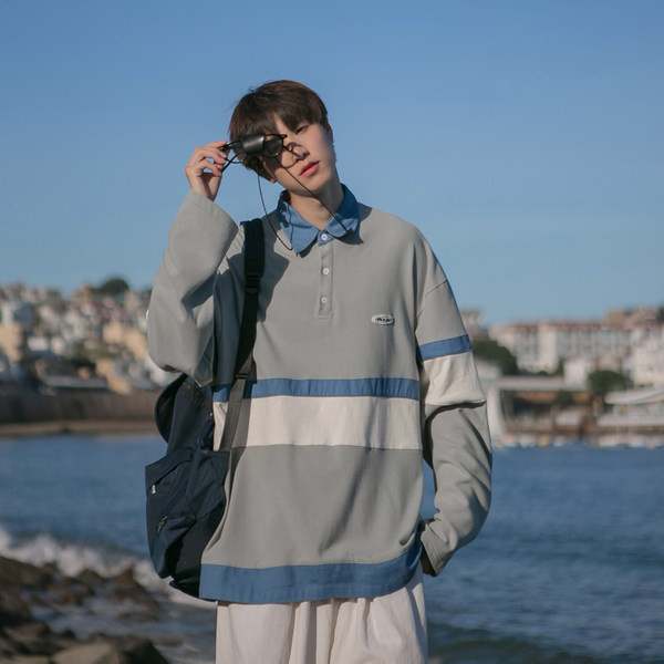 Bluza barbati model larg cu guler si nasturi