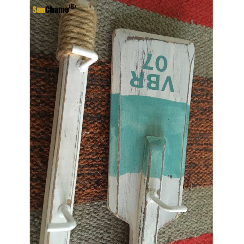 Νέος γάντζος 40 εκ. Ξύλινη ρόμπα κουπιών 1 τεμ Μεσογειακό στυλ Creative Quant Πετσέτα Μεταλλικοί γάντζοι τοίχου Κρεμάστρες για Ρούχα Διακόσμηση σπιτιού