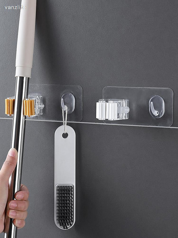 vanzlife Vonios kabinamas šluostės stovas Buitinė tvirta pasta Šluostės kablys Šluotos laikymo kortelės lizdas Šluotų laikymo laikiklis