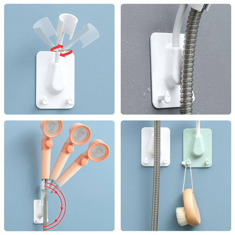 Zidne naljepnice Kuke Držač glave tuša Podesive naljepnice Nosač glave tuša Zidni nosač s 2 kuke Postolje Pribor za tuširanje