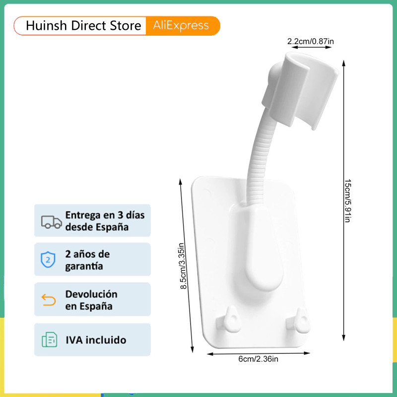 Zidne naljepnice Kuke Držač glave tuša Podesive naljepnice Nosač glave tuša Zidni nosač s 2 kuke Postolje Pribor za tuširanje
