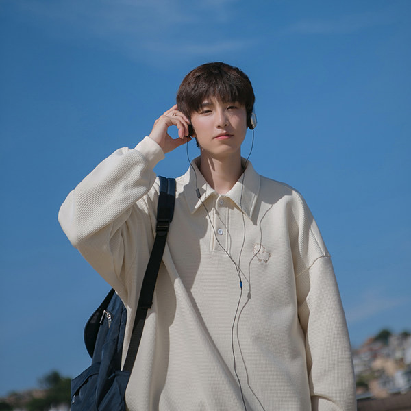 Bluză casual pentru bărbați cu guler