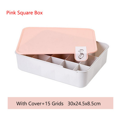 Cutie de depozitare pentru lenjerie de corp din plastic cu grilă 1/10/15 cu sertar organizator de dulap pentru lenjerie de corp Cutie de șosete Organizator de sutien cu capac