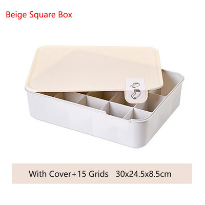 Cutie de depozitare pentru lenjerie de corp din plastic cu grilă 1/10/15 cu sertar organizator de dulap pentru lenjerie de corp Cutie de șosete Organizator de sutien cu capac