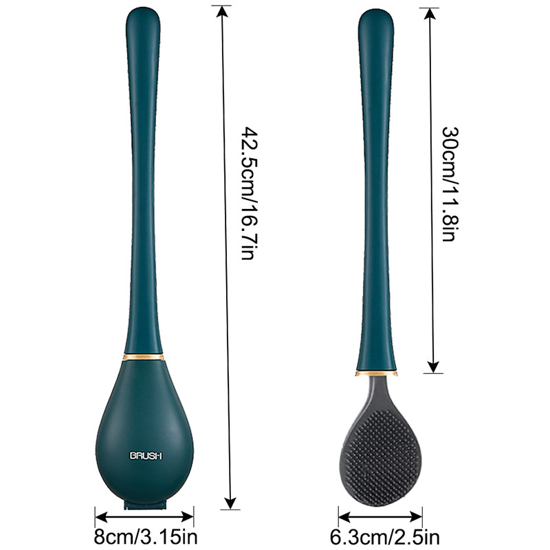 Silikoniniai tualeto šepečiai su laikikliu Prie sienos montuojamas ilgų rankenų tualeto valymo šepetys Modernūs higieniški vonios priedai