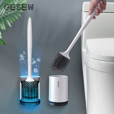 Σετ αξεσουάρ μπάνιου οικιακής τουαλέτας GESEW Silicone TPR Brush and Holder Quick Drain Cleaning Brush Toilet for WC WC Bathroom