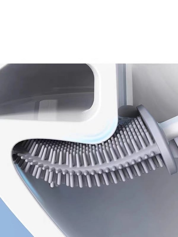 Seinale paigaldatav silikoonist WC-potihari ja -hoidik vannitoa jaoks, painduv harjapea sügavpuhastusnurgaga WC-poti hari