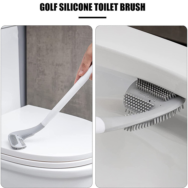 Golfo tualeto šepetėlis su silikoniniais šereliais ir patobulintas džiovinimo laikiklis, skirtas vonios kambario laikymui ir organizavimui WC priedų valymo įrankis