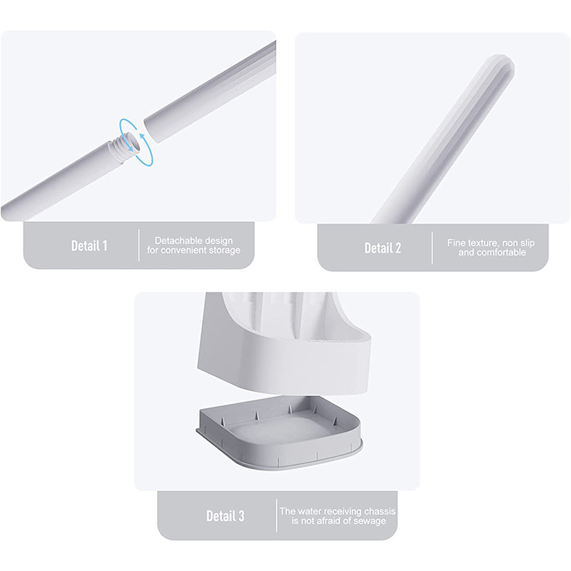 Golfo tualeto šepetėlis su silikoniniais šereliais ir patobulintas džiovinimo laikiklis, skirtas vonios kambario laikymui ir organizavimui WC priedų valymo įrankis