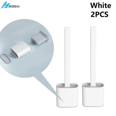 Set silikonske WC četke i držača Neklizajuća uklonjiva ručka i savitljiva glava četke Komplet za čišćenje na zidu WC pribor