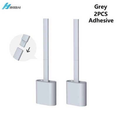 Set silikonske WC četke i držača Neklizajuća uklonjiva ručka i savitljiva glava četke Komplet za čišćenje na zidu WC pribor