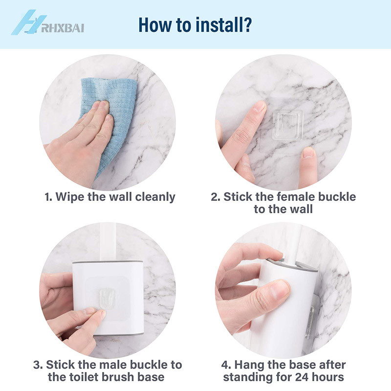 Set silikonske WC četke i držača Neklizajuća uklonjiva ručka i savitljiva glava četke Komplet za čišćenje na zidu WC pribor