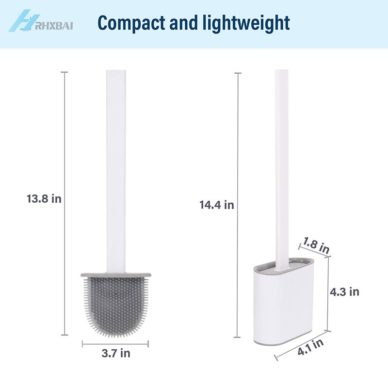 Set silikonske WC četke i držača Neklizajuća uklonjiva ručka i savitljiva glava četke Komplet za čišćenje na zidu WC pribor