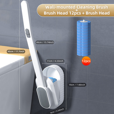 Vonios tualeto šepetėlio keitimas Šepečio galvutė Wc Priedai Vienkartinio tualeto šepečio valymo skystis prie sienos montuojamas valymo įrankis