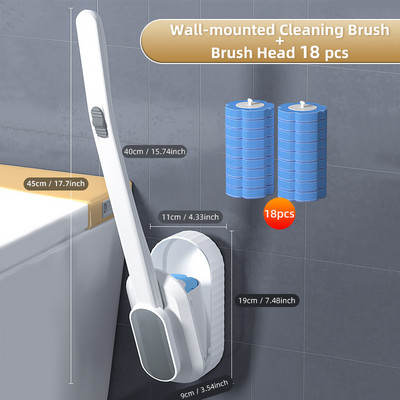 Vonios tualeto šepetėlio keitimas Šepečio galvutė Wc Priedai Vienkartinio tualeto šepečio valymo skystis prie sienos montuojamas valymo įrankis