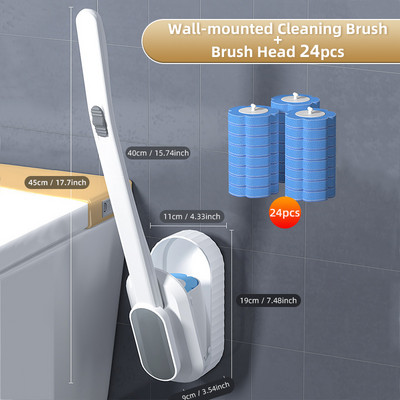 Vonios tualeto šepetėlio keitimas Šepečio galvutė Wc Priedai Vienkartinio tualeto šepečio valymo skystis prie sienos montuojamas valymo įrankis