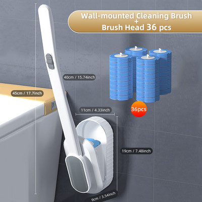 Vonios tualeto šepetėlio keitimas Šepečio galvutė Wc Priedai Vienkartinio tualeto šepečio valymo skystis prie sienos montuojamas valymo įrankis