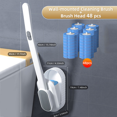 Vonios tualeto šepetėlio keitimas Šepečio galvutė Wc Priedai Vienkartinio tualeto šepečio valymo skystis prie sienos montuojamas valymo įrankis