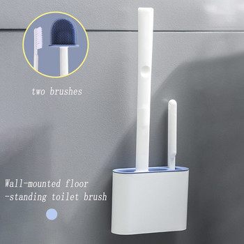 TPR тоалетна четка Силиконови четки за окачване на стена с комплект държачи за бързо съхнене Подвижен за чист ъгъл Защита на тоалетната