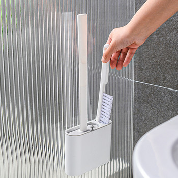 TPR тоалетна четка Силиконови четки за окачване на стена с комплект държачи за бързо съхнене Подвижен за чист ъгъл Защита на тоалетната