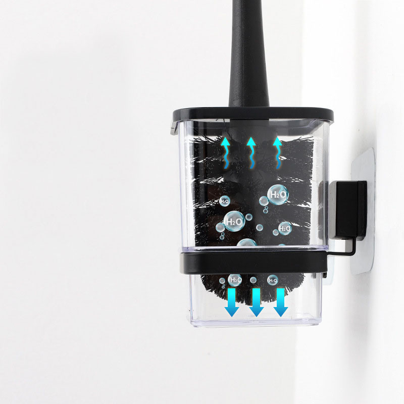 Juodas tualeto šepetys su laikikliu Prie sienos tvirtinamas plastikinis tualeto šepečiai Vonios kambario valymo įrankių rinkinys Vonios kambario priedai Namų valiklis