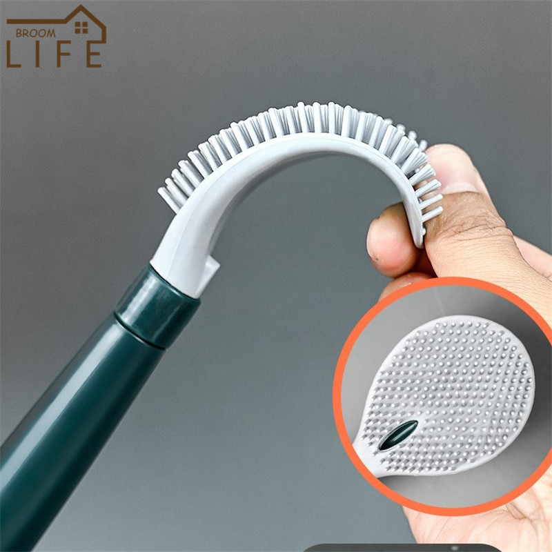 Sieninis preso tipas Silikoninis tualeto šepetys Plastikinis ilgas kotas Valymo įrankiai Tarpas švarus Plokščios galvutės laikiklis Organizatorius Vonios kambarys