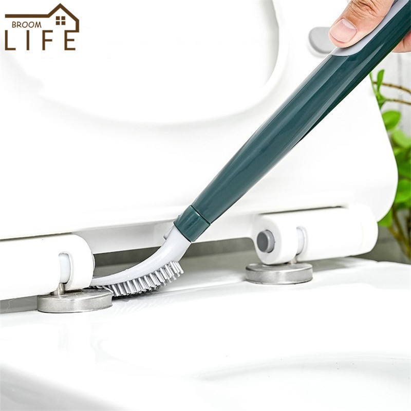 Sieninis preso tipas Silikoninis tualeto šepetys Plastikinis ilgas kotas Valymo įrankiai Tarpas švarus Plokščios galvutės laikiklis Organizatorius Vonios kambarys