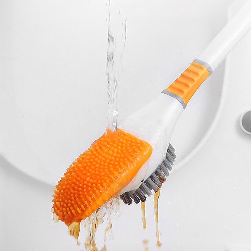 Perie de toaletă cu cap din silicon TPR cu suport Montată pe perete cu set de suport Peri din silicon Detergent pentru baie Accesorii durabile